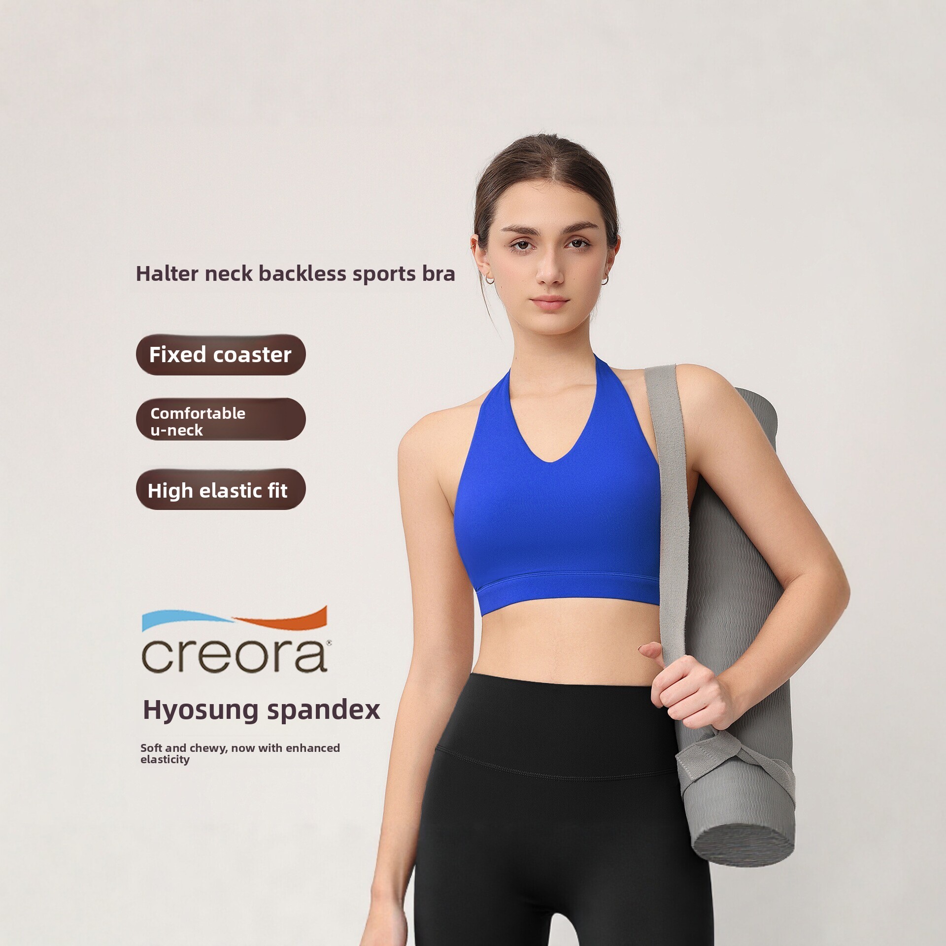 Yoga Mat For Fitness - Women's Halter Sports Bra with Fixed