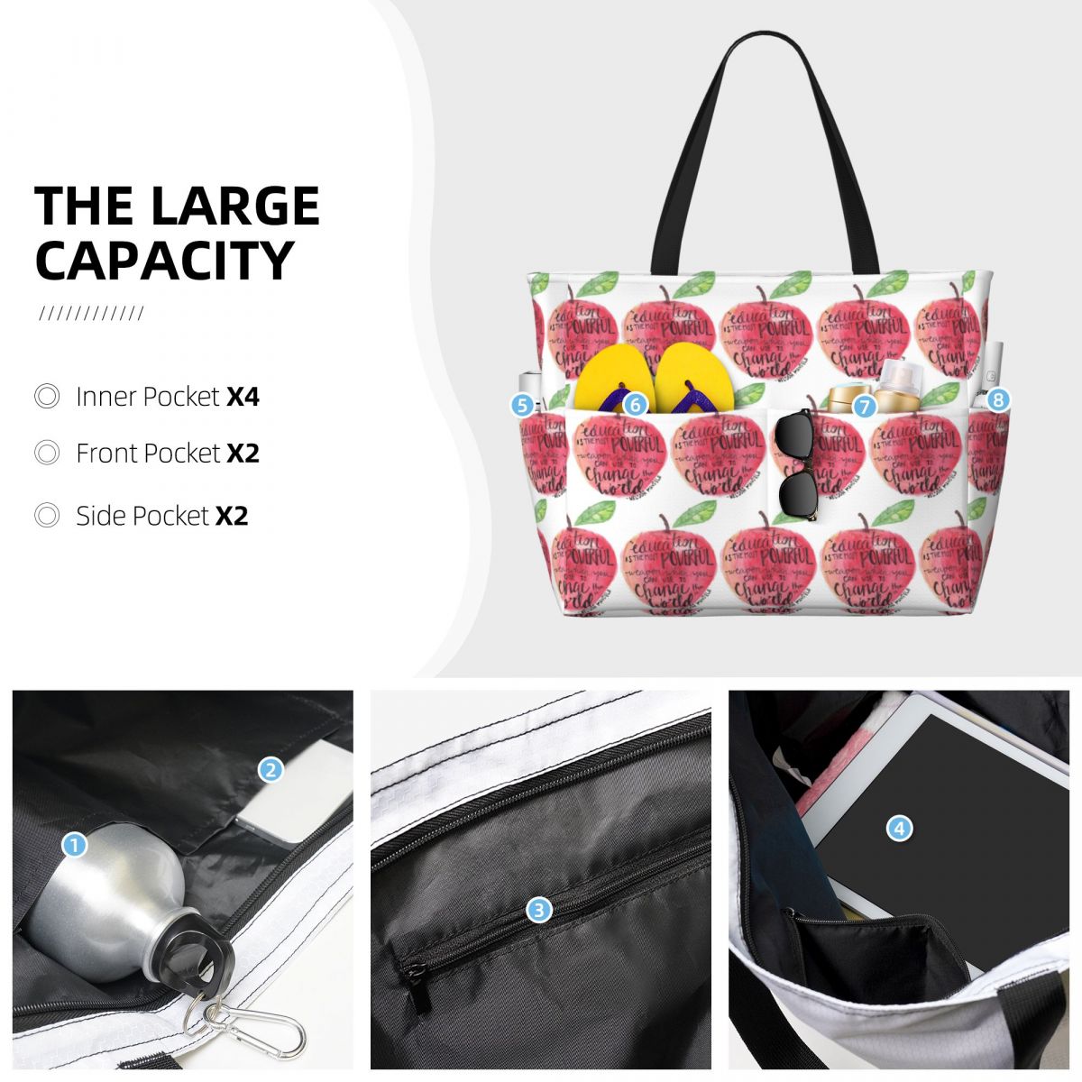 Teacher Quote Beach Tote Bag S - Yoga Fitness Teacher recension och pris
